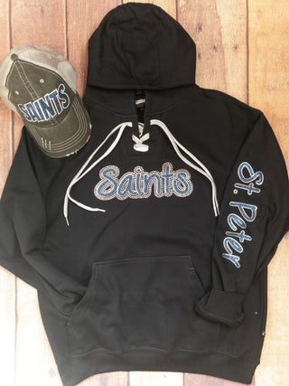 MEDIUM Saints St. Peter Rhinestone Lace-Up Hoodie