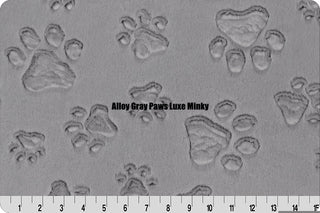 Grey Paw Prints Blanket w/ Choice of Grey Minky Backing Color - Choose Size & Pillow Covers