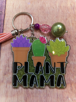 Plant Mama Olive Sparkle Keychain