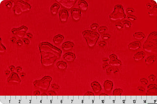 Paw Print Throw Size Blanket w/ Red Paw Print Luxe Minky