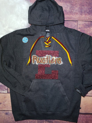 Rustlers E Rhinestone Lace-Up Hoodie