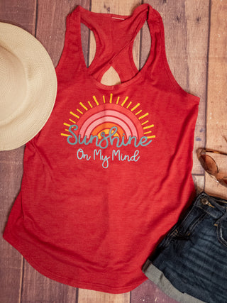 Sunshine On My Mind Red Keyhole Tank