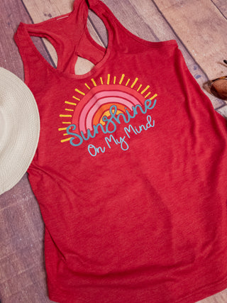 Sunshine On My Mind Red Keyhole Tank