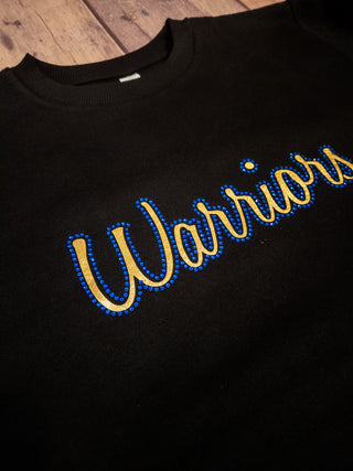 Warriors Rhinestone Relaxed Crewneck