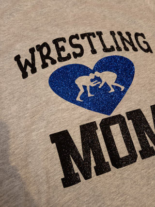 Wrestling Mom Tee - Blue Sparkle