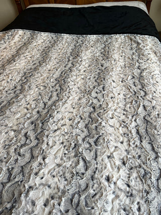 Black Snowy Owl 2-Sided Minky Queen or King Size Comforter & Pillow Covers