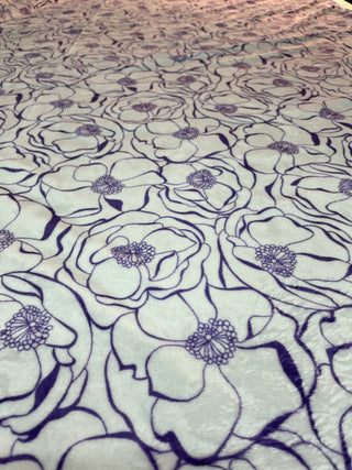 Purple Bouquet Minky backed with Purple Cuddle Minky Dot Blanket *Choose Size