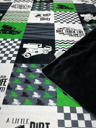 Sprint Cars #41 & Dirt Never Hurt on Quilt Blocks Minky Blanket