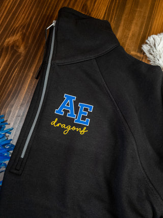 AE Dragons Black Half Zip Pullover - Ladies Fit