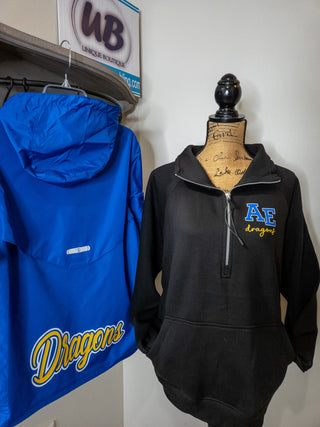 AE Dragons Black Half Zip Pullover - Ladies Fit