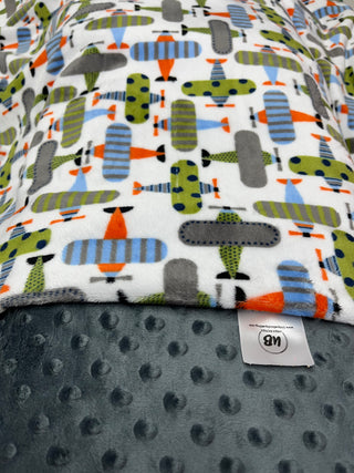 Airplanes Minky Blanket -  Ready To Ship