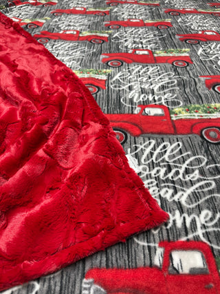 All Roads Lead Home Red Pickup Adult Size Blanket