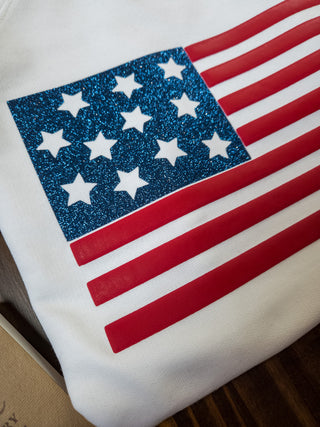 American Flag Sparkle and Puff French Terry Crewneck Sweatshirt