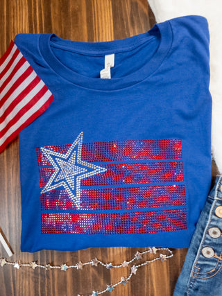 All American Rhinestone Navy Tee