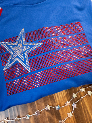 All American Rhinestone Navy Tee