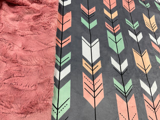 Arrows on Grey Minky Adult Size Blanket **Choose backing color