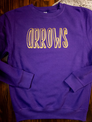 Arrows Gold Metallic Puff Purple Plush Crewneck Sweatshirt
