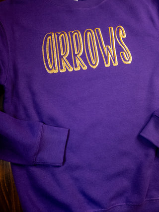 Arrows Gold Metallic Puff Purple Plush Crewneck Sweatshirt