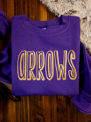 Arrows Gold Metallic Puff Purple Plush Crewneck Sweatshirt
