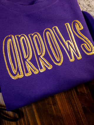 Arrows Gold Metallic Puff Purple Plush Crewneck Sweatshirt