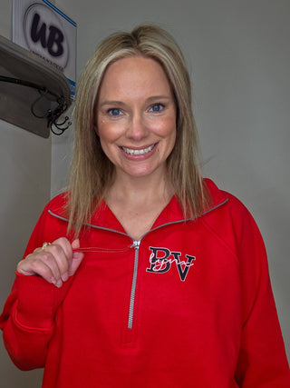 BV Lynx Red Half Zip Pullover - Ladies Fit