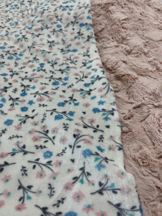 Floral Double Sided Minky Large Lovey Blanket