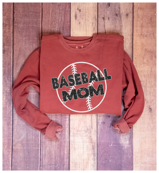 Baseball Mom Dyed Crimson Crewneck Sweatshirt