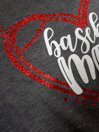 Baseball Mom Heart Sparkle Keyhole Tank - More Color Options