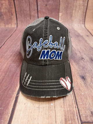 Baseball Mom Trucker Hat With Heart - More Color Options