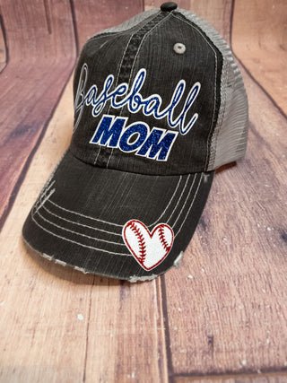 Baseball Mom Trucker Hat With Heart - More Color Options