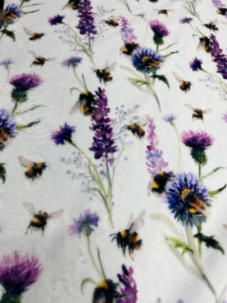 Bee Garden Minky Blanket with Purple Hide Backing - Choose Size