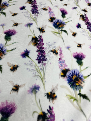 Bee Garden Minky Blanket with Purple Hide Backing - Ready To Ship