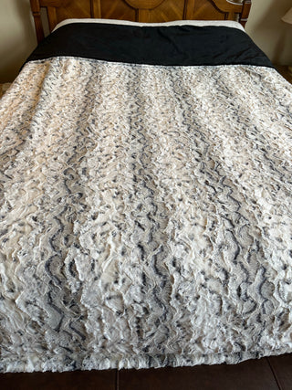 Natural Snowy Owl / Taupe Glacier Double Sided Minky Blanket - Baby Size to King Size