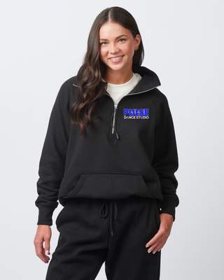 Pulse Dance Studio Black Fleece Half Zip Pullover - Ladies And Youth Fits