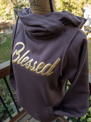 Blessed Puff Print Java Funnel Neck - Ladies Fit