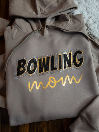 Bowling Mom Rhinestone Mink Core Fleece Hoodie
