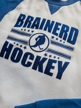 Brainerd Hockey Rhinestone Blue League Crewneck - Ladies Fit