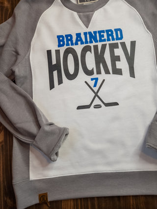 Brainerd Hockey Gray League Crewneck With Personalized Number