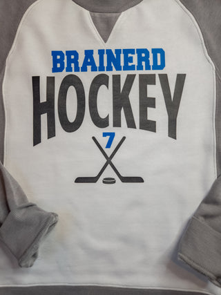 Brainerd Hockey Gray League Crewneck With Personalized Number