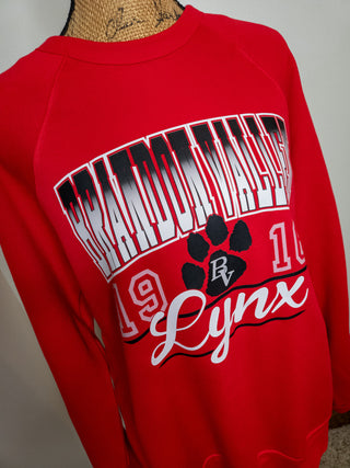 Brandon Valley Lynx Distressed Red Crewneck Sweatshirt