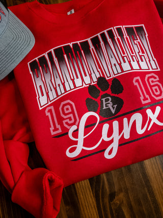 Brandon Valley Lynx Red Classic Crewneck Sweatshirt