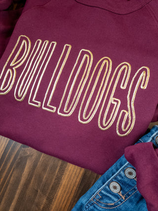 Bulldogs Gold Metallic Puff Print Maroon Crewneck Sweatshirt