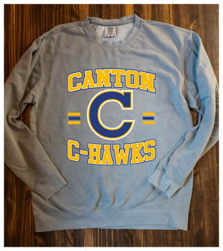Canton C-Hawks Dyed Fleece Gray Crewneck Sweatshirt