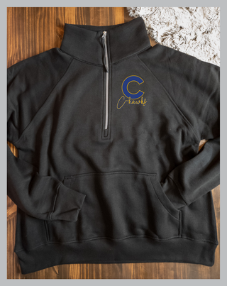 C C-Hawks Black Half Zip Pullover - Ladies Fit