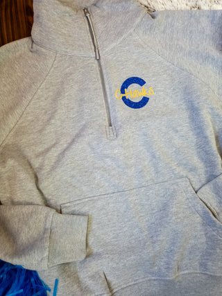 C C-Hawks Heather Gray Half Zip Pullover - Ladies Fit