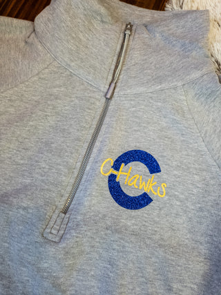 C C-Hawks Heather Gray Half Zip Pullover - Ladies Fit