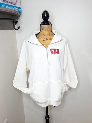 CHS Greyhounds Ivory Half Zip Pullover - Ladies Fit
