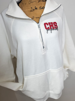 CHS Greyhounds Ivory Half Zip Pullover - Ladies Fit
