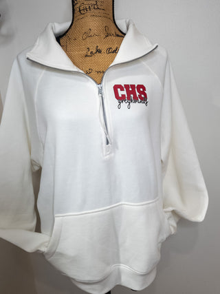CHS Greyhounds Ivory Half Zip Pullover - Ladies Fit