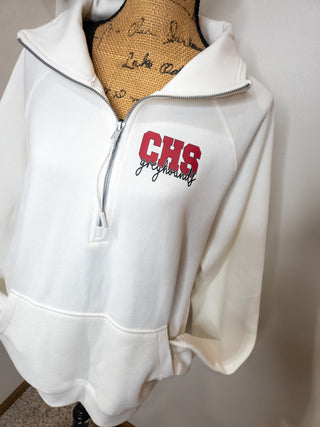 CHS Greyhounds Ivory Half Zip Pullover - Ladies Fit